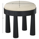  Meridian Larea Cream Linen Textured Fabric Upholstered Ottoman IMAGE 6