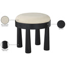  Meridian Larea Cream Linen Textured Fabric Upholstered Ottoman IMAGE 7