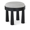  Meridian Larea Grey Linen Textured Fabric Upholstered Ottoman IMAGE 1