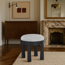  Meridian Larea Grey Linen Textured Fabric Upholstered Ottoman IMAGE 2
