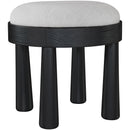  Meridian Larea Grey Linen Textured Fabric Upholstered Ottoman IMAGE 3