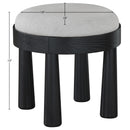  Meridian Larea Grey Linen Textured Fabric Upholstered Ottoman IMAGE 6