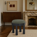  Meridian Larea Olive Linen Textured Fabric Upholstered Ottoman IMAGE 2