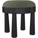  Meridian Larea Olive Linen Textured Fabric Upholstered Ottoman IMAGE 3