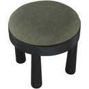  Meridian Larea Olive Linen Textured Fabric Upholstered Ottoman IMAGE 4