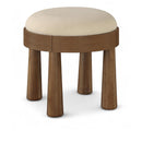  Meridian Larea Beige Linen Textured Fabric Upholstered Ottoman IMAGE 1