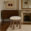  Meridian Larea Beige Linen Textured Fabric Upholstered Ottoman IMAGE 2