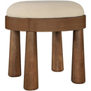  Meridian Larea Beige Linen Textured Fabric Upholstered Ottoman IMAGE 3