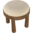  Meridian Larea Beige Linen Textured Fabric Upholstered Ottoman IMAGE 4