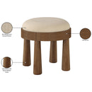  Meridian Larea Beige Linen Textured Fabric Upholstered Ottoman IMAGE 7