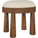  Meridian Larea Cream Linen Textured Fabric Upholstered Ottoman IMAGE 3