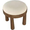  Meridian Larea Cream Linen Textured Fabric Upholstered Ottoman IMAGE 4