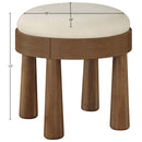  Meridian Larea Cream Linen Textured Fabric Upholstered Ottoman IMAGE 6