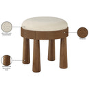  Meridian Larea Cream Linen Textured Fabric Upholstered Ottoman IMAGE 7