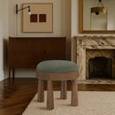  Meridian Larea Olive Linen Textured Fabric Upholstered Ottoman IMAGE 2