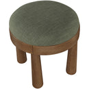  Meridian Larea Olive Linen Textured Fabric Upholstered Ottoman IMAGE 4