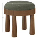  Meridian Larea Olive Linen Textured Fabric Upholstered Ottoman IMAGE 6