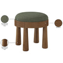  Meridian Larea Olive Linen Textured Fabric Upholstered Ottoman IMAGE 7