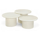  Meridian Emara Cream Concrete And Fiberglass 3 pc Indoor / Outdoor Coffee Table IMAGE 1