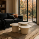  Meridian Emara Cream Concrete And Fiberglass 3 pc Indoor / Outdoor Coffee Table IMAGE 2