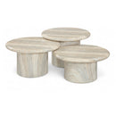  Meridian Emara Natural Concrete And Fiberglass 3 pc Indoor / Outdoor Coffee Table IMAGE 1