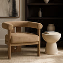  Meridian Arienzo Beige Velvet Performance Fabric Upholstered Accent Chair IMAGE 2