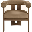  Meridian Arienzo Beige Velvet Performance Fabric Upholstered Accent Chair IMAGE 3