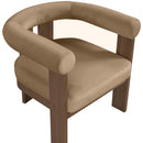  Meridian Arienzo Beige Velvet Performance Fabric Upholstered Accent Chair IMAGE 7