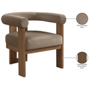  Meridian Arienzo Taupe Velvet Performance Fabric Upholstered Accent Chair IMAGE 10