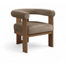  Meridian Arienzo Taupe Velvet Performance Fabric Upholstered Accent Chair IMAGE 1