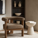  Meridian Arienzo Taupe Velvet Performance Fabric Upholstered Accent Chair IMAGE 2