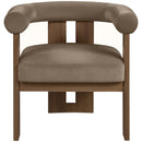  Meridian Arienzo Taupe Velvet Performance Fabric Upholstered Accent Chair IMAGE 3