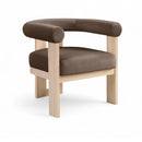  Meridian Arienzo Brown Velvet Performance Fabric Upholstered Accent Chair IMAGE 1