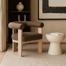  Meridian Arienzo Brown Velvet Performance Fabric Upholstered Accent Chair IMAGE 2