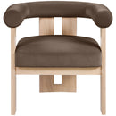  Meridian Arienzo Brown Velvet Performance Fabric Upholstered Accent Chair IMAGE 3