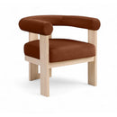  Meridian Arienzo Cognac Velvet Performance Fabric Upholstered Accent Chair IMAGE 1