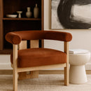  Meridian Arienzo Cognac Velvet Performance Fabric Upholstered Accent Chair IMAGE 2