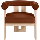  Meridian Arienzo Cognac Velvet Performance Fabric Upholstered Accent Chair IMAGE 3