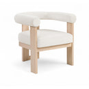  Meridian Arienzo Cream Velvet Performance Fabric Upholstered Accent Chair IMAGE 1