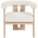  Meridian Arienzo Cream Velvet Performance Fabric Upholstered Accent Chair IMAGE 3