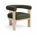  Meridian Arienzo Green Velvet Performance Fabric Upholstered Accent Chair IMAGE 1