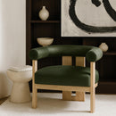  Meridian Arienzo Green Velvet Performance Fabric Upholstered Accent Chair IMAGE 2