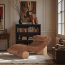  Meridian Marcella Cognac Fabric Upholstered Chaise Lounge IMAGE 2