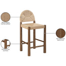  Meridian Bohemia Beige Woven Seagrass Cord And Solid Wood Counter Stool IMAGE 10
