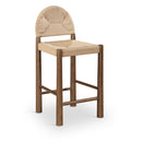  Meridian Bohemia Beige Woven Seagrass Cord And Solid Wood Counter Stool IMAGE 1