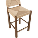  Meridian Bohemia Beige Woven Seagrass Cord And Solid Wood Counter Stool IMAGE 7