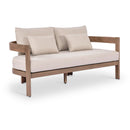  Meridian Newport 65" Beige Water Resistant Fabric Upholstered Outdoor Patio Loveseat IMAGE 1