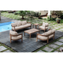  Meridian Newport 86.75" Beige Water Resistant Fabric Upholstered Outdoor Patio Sofa IMAGE 2