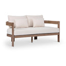  Meridian Newport 65" Cream Water Resistant Fabric Upholstered Outdoor Patio Loveseat IMAGE 1