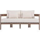  Meridian Newport 65" Cream Water Resistant Fabric Upholstered Outdoor Patio Loveseat IMAGE 3